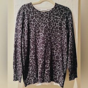 NEW Equipment Femme LARGE Leopard Animal Print Sweater Cheetah Cashmere Cotton
